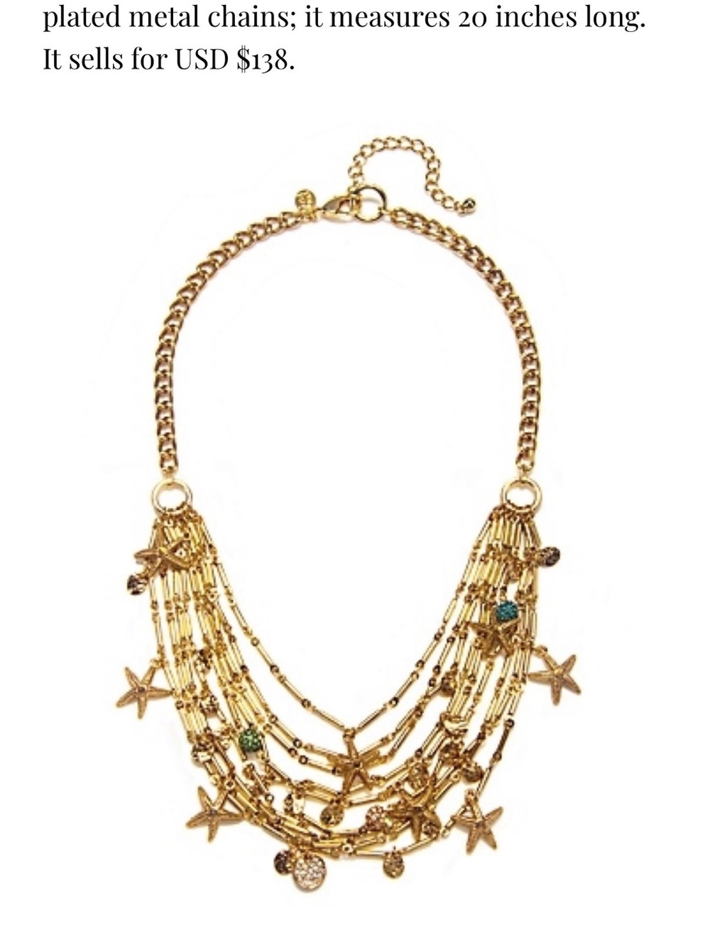 Tommy Bahama Gold Starfish Multi-Layer Necklace